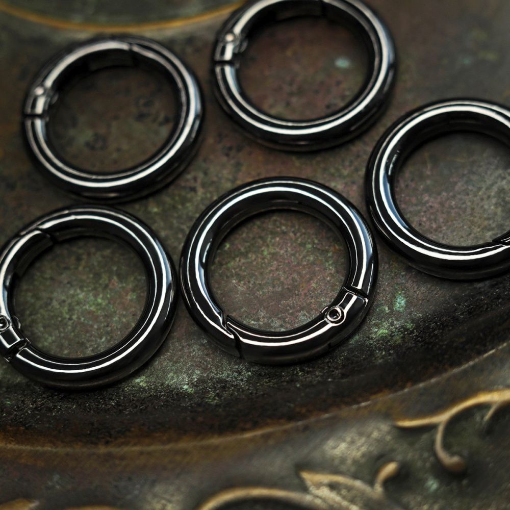 Замочки замок-кольцо для брелоков, цвет черный, 29.6x4.8 мм