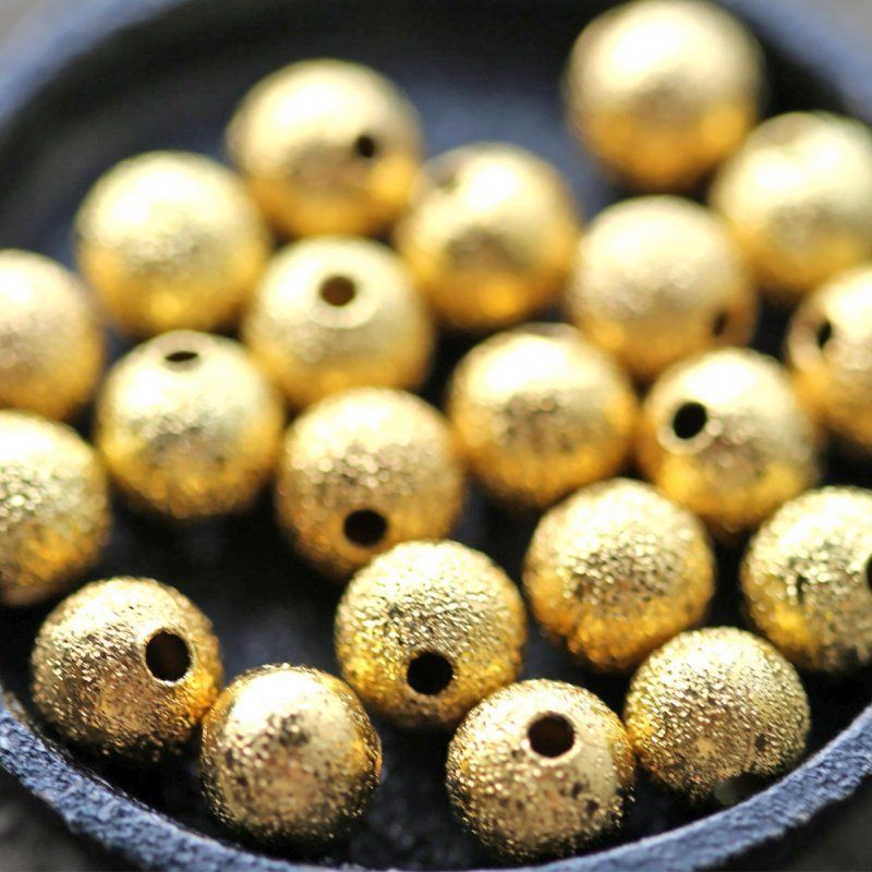 бусина, металл "звездная пыль" 8, цвет золото, 8 мм