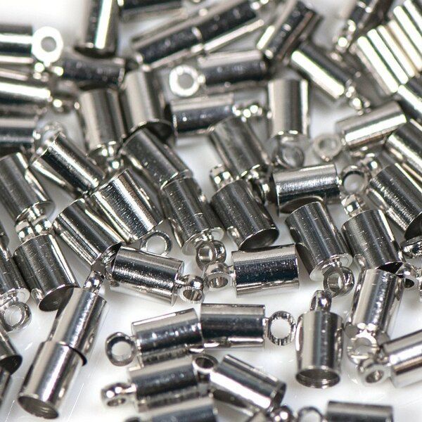 концевик для шнура "цилиндр", цвет платина, 9x4.5 мм