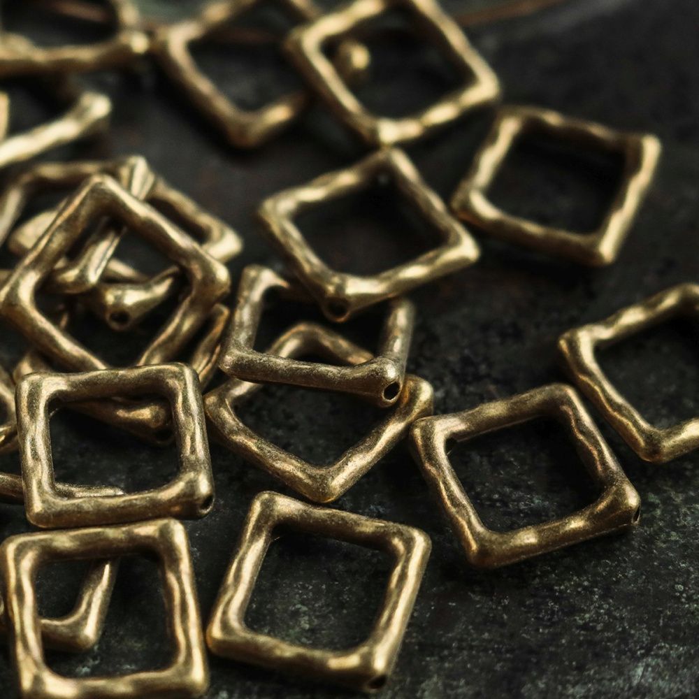 рамка для бусин "тетрагон", цвет античная бронза, 16x16x2 мм