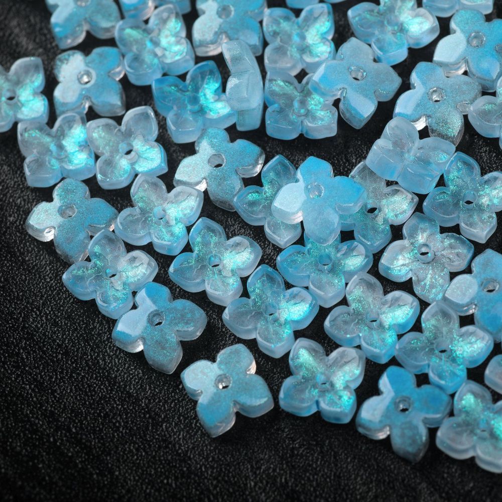 бусина "вероника", стекло, цвет голубой, 10x10x3.5 мм