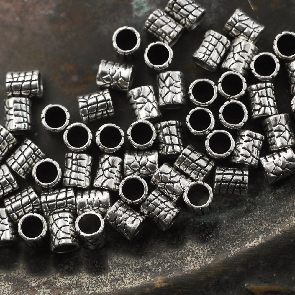 ес бусина металл "твил", цвет античное серебро, 7x6 мм