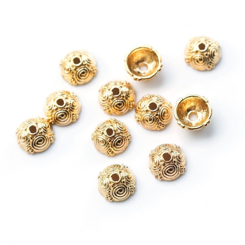 шапочка для бусин "цейлон", цвет золото, 8x8x4.5 мм