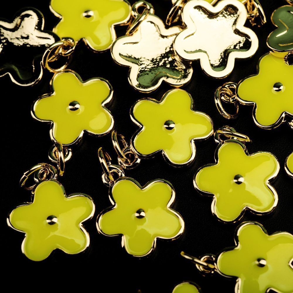 подвеска металл "незабудка", позолота/лимонный, 14.5x12x1.3 мм