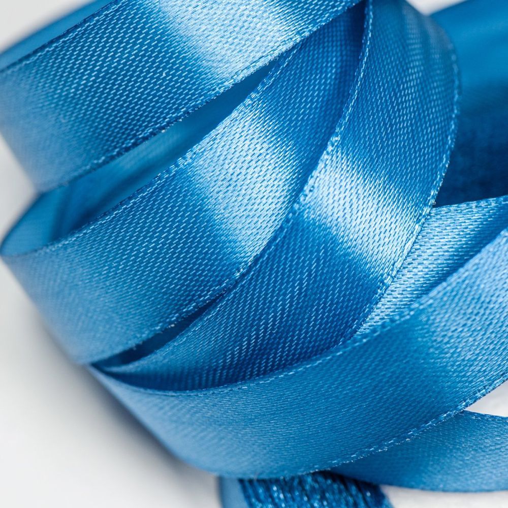 лента, атлас цвет синий, ширина 15 мм ленты