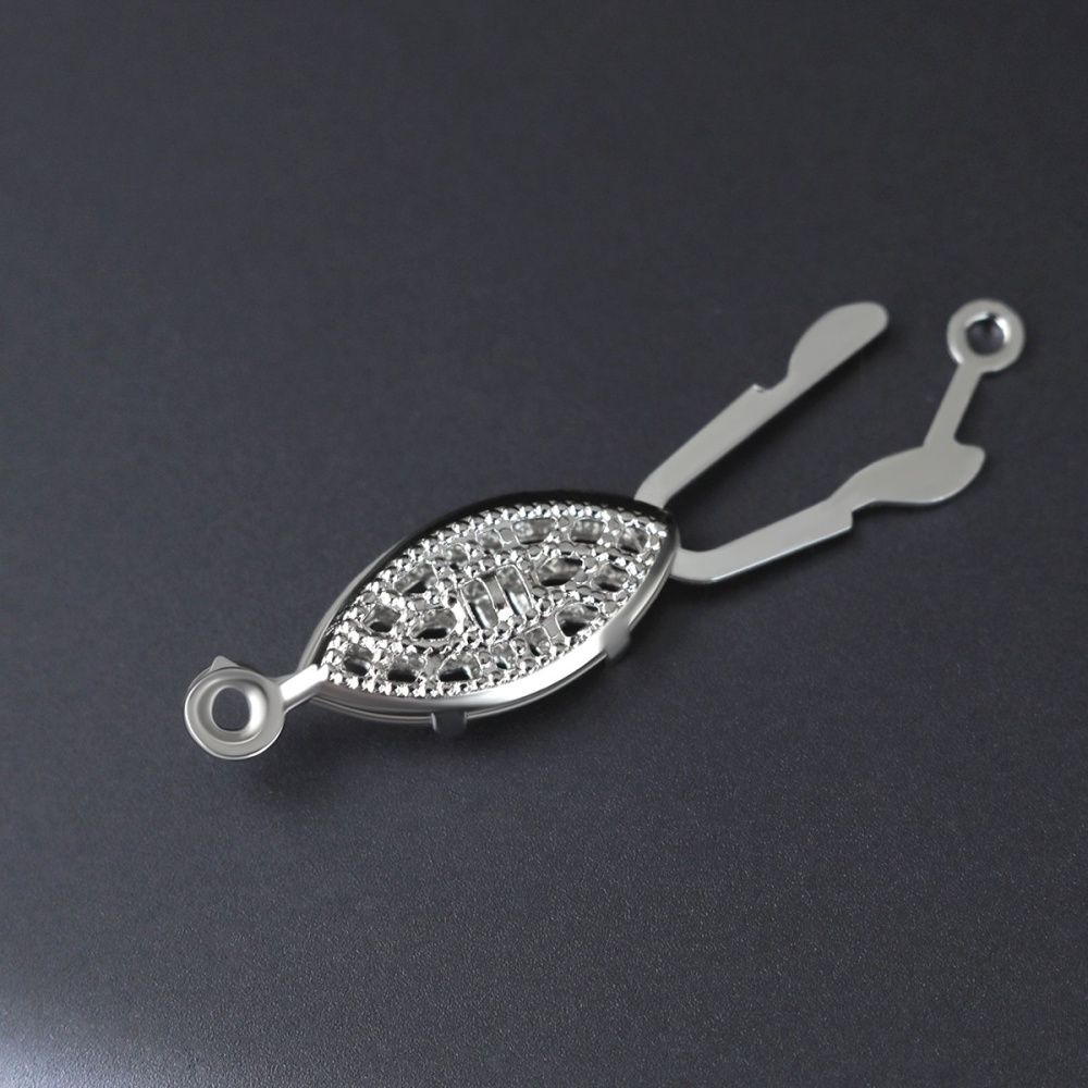 замочек-рыбка для жемчуга, цвет платина, 22x7x3.5 мм