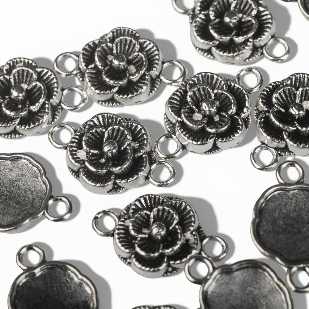 коннектор "бегония", цвет античное серебро, 12x3.5 мм