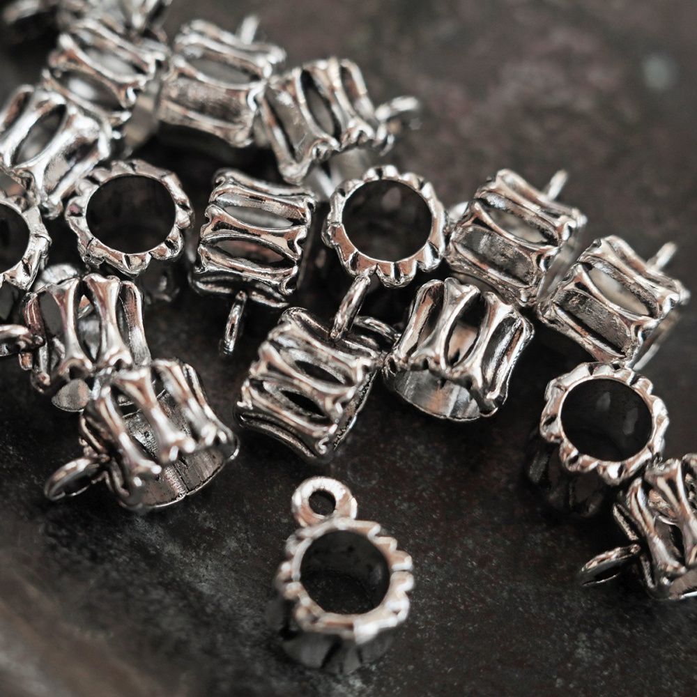 бейл "косточка", цвет античное серебро, 10x6x7 мм