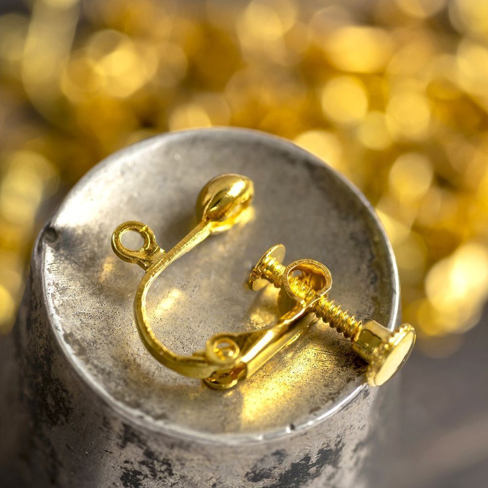 основа для клипс на винтах, цвет золото, 18х13х4 мм