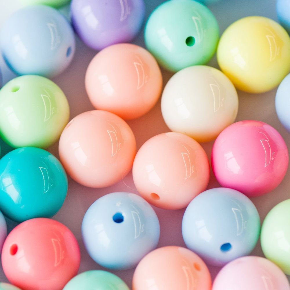 бусина, акрил "пастель", цветовой микс, 18 мм