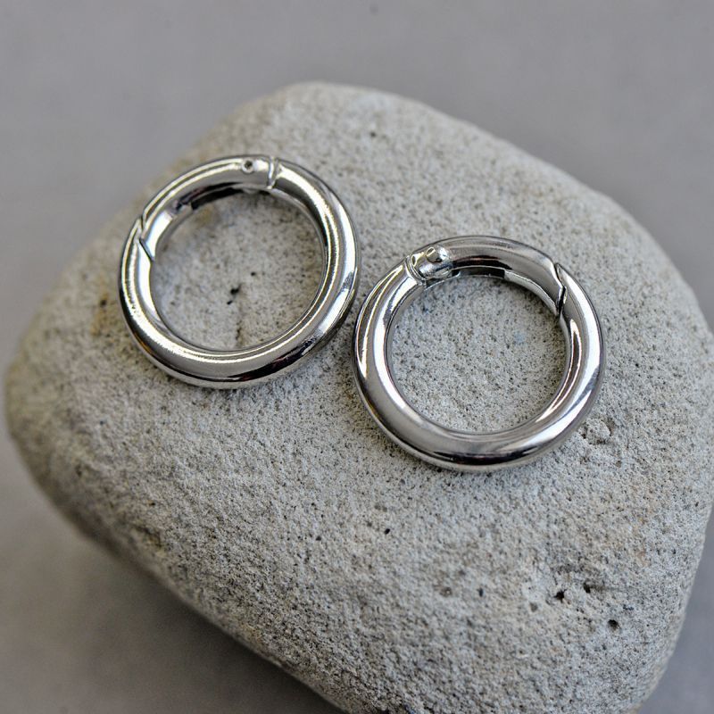 Замочки замок-кольцо для брелоков, цвет платина, 24x4 мм