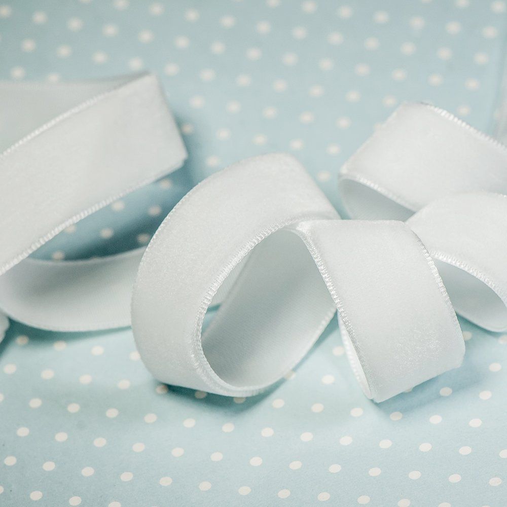 лента, бархат, цвет белый, ширина 15.9 мм ленты