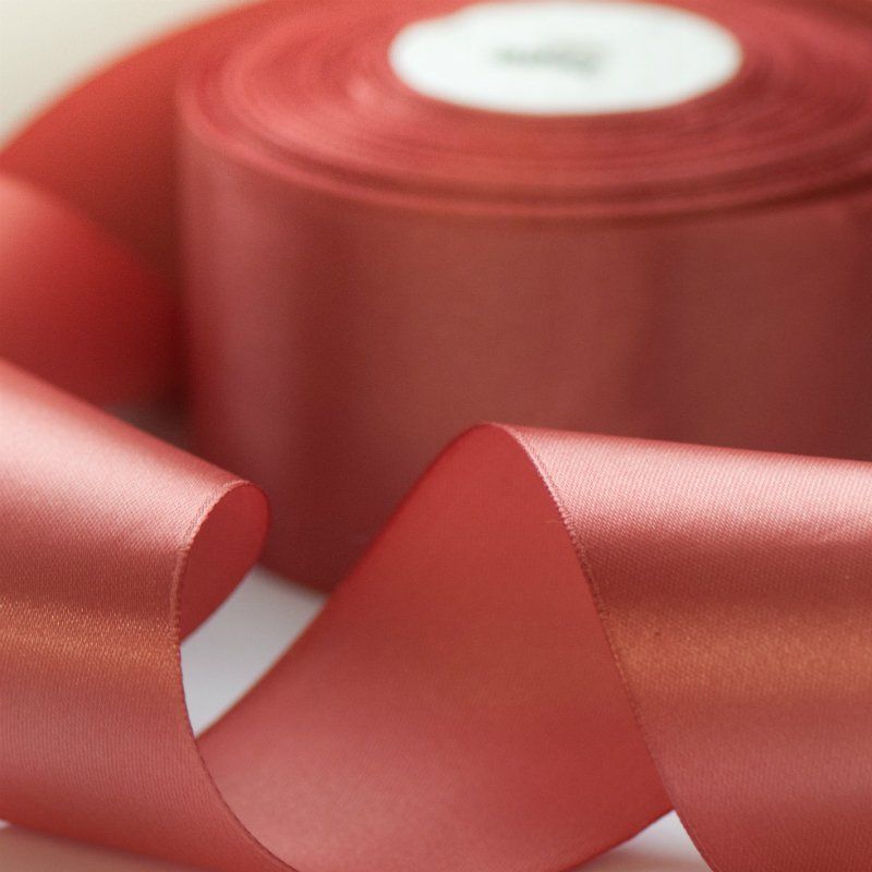 лента, атлас, цвет лососевый темный, ширина 50 мм ленты