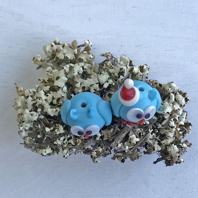 бусина, мурано "совенок голубой", 15х17 мм, матовая