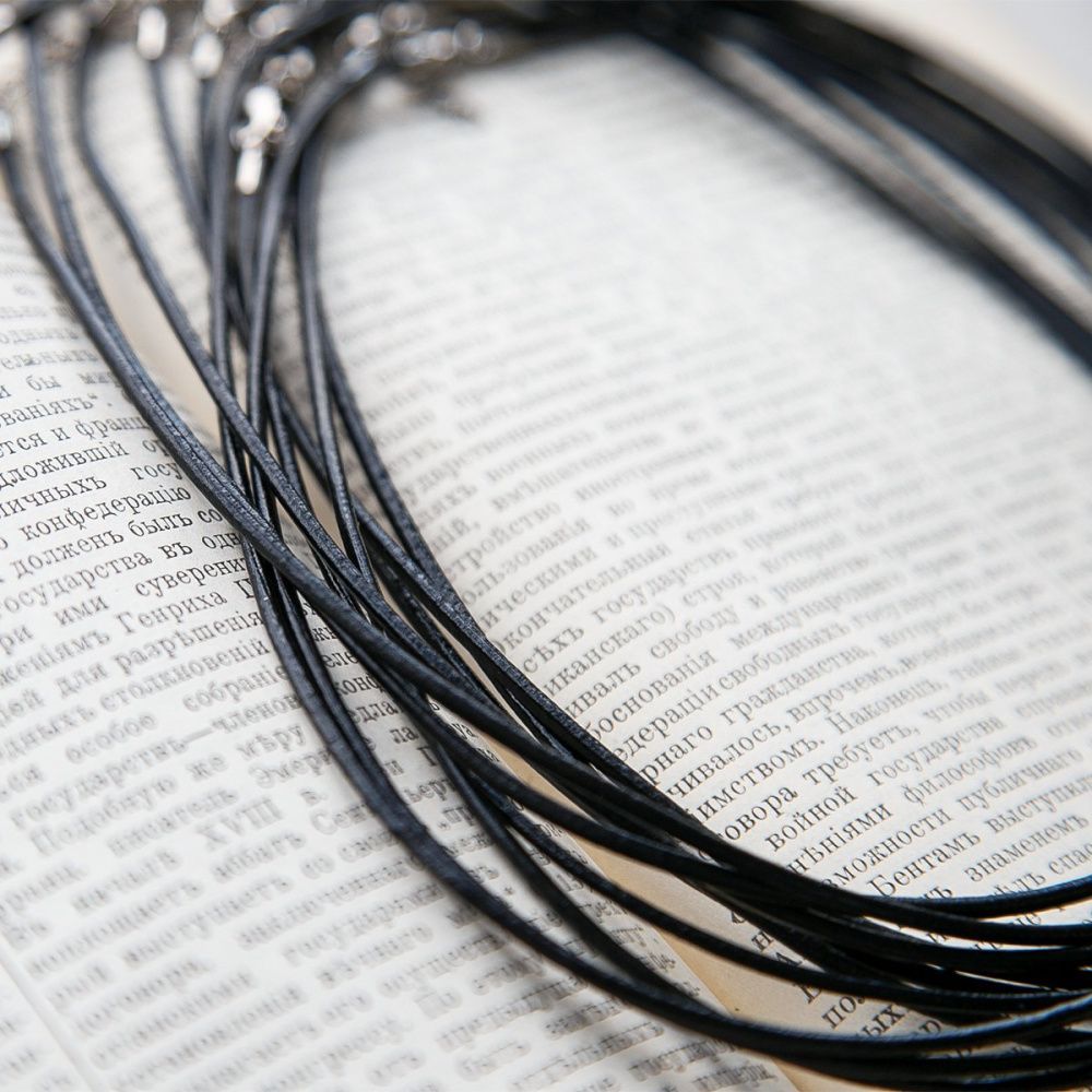 основа для ожерелья с замком, кожа, черный, 477х2 мм