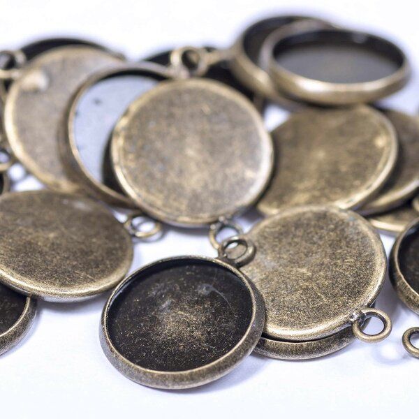 сеттинг круглый "лима", цвет античная бронза, 17х14х2 мм