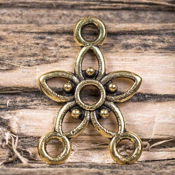 коннектор "плюмерия", цвет античное золото, 17.5х12х2 мм