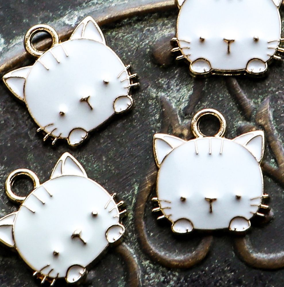 подвеска металлическая "hello kitty", эмаль, цвет белый, 15x13x3 мм