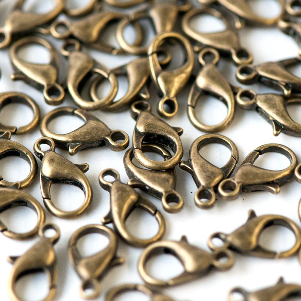 Замочки замочек-лобстер, цвет античная бронза, 13x8 мм