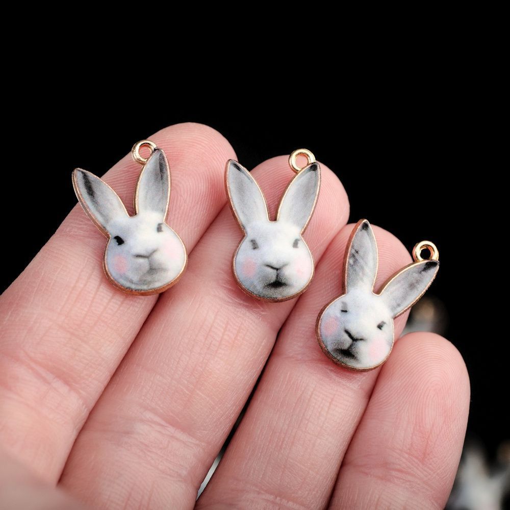 подвеска металл "кролик", эмаль, цвет серый, 19x12x2 мм