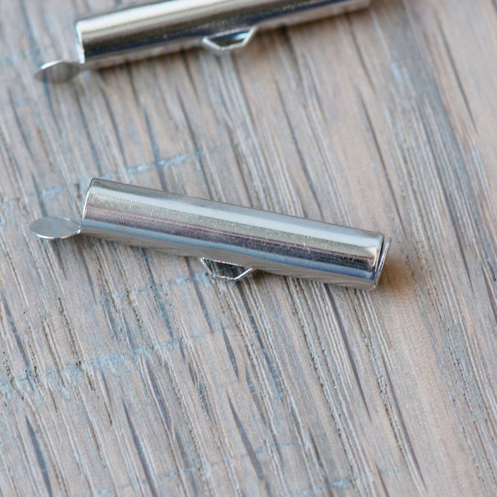 застежка для бисерного полотна, цвет платина, 26х5 мм