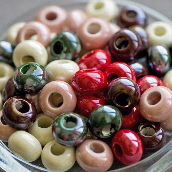 бусина, керамика "антик", абакус, цветовой микс, 15х9 мм