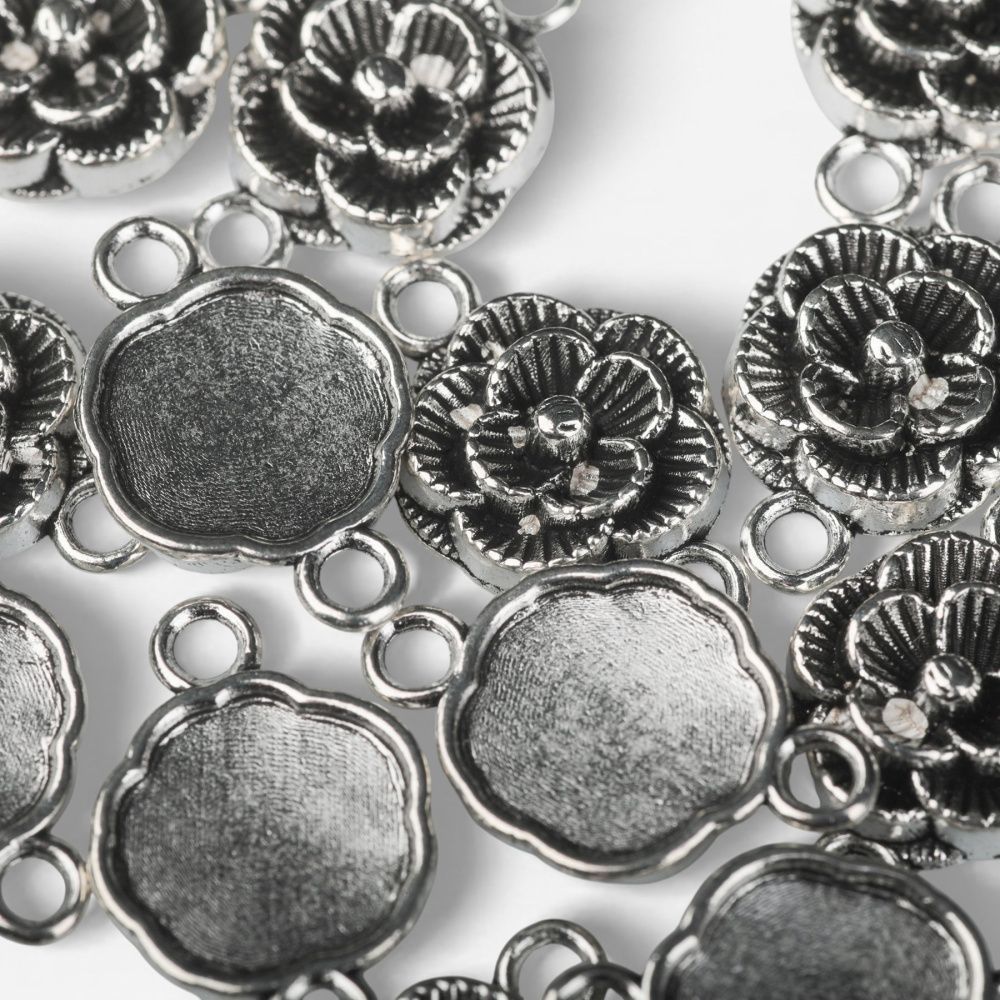 коннектор "бегония", цвет античное серебро, 12x3.5 мм