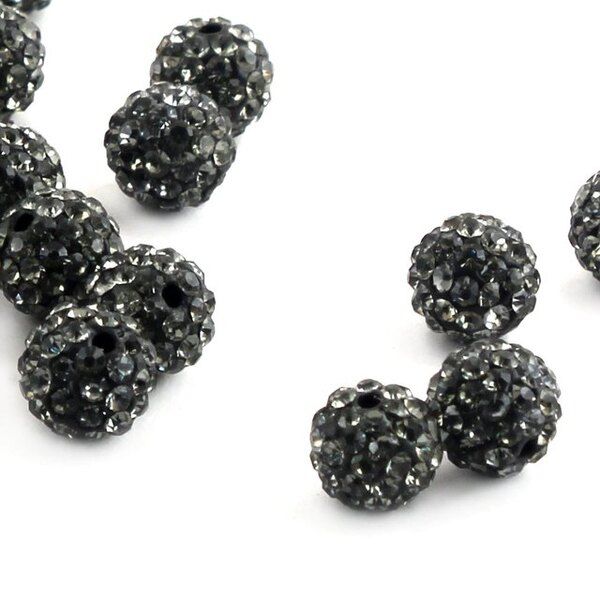 бусина "шамбала" 8, цвет черный бриллиант, 8 мм