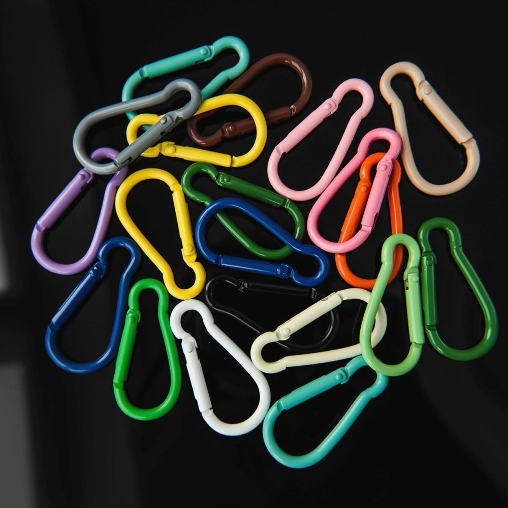 замочек-карабин "рейнбоу", цветовой микс, 46x22.5x4.5 мм