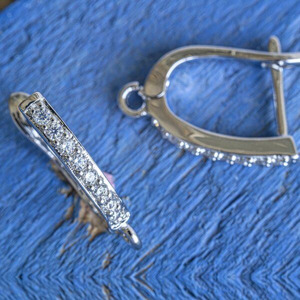 швензы "адель", с цирконием, цвет платина, 19х12.5х2 мм