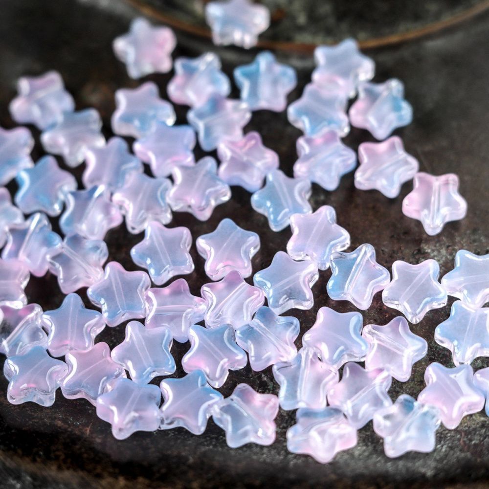 бусина "звездочка", стекло, цвет сиреневый прозрачный, 8x8.5x4 мм