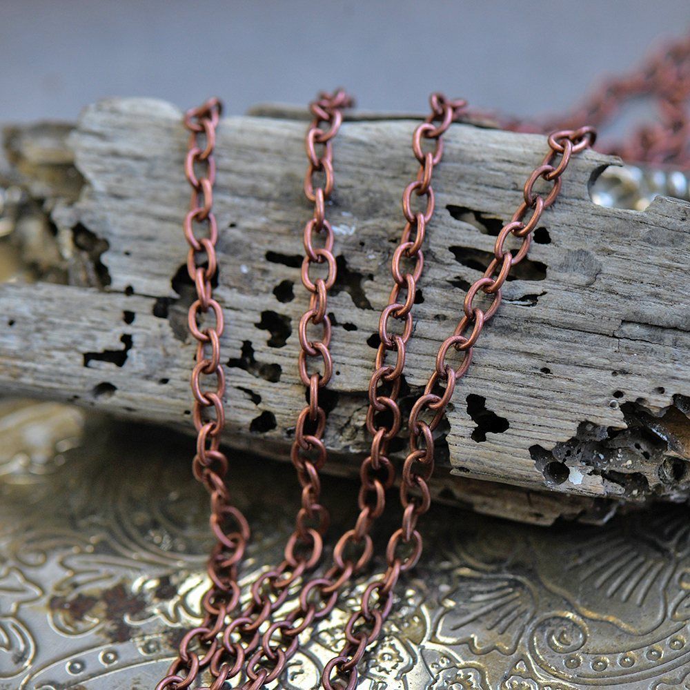 цепочка "кросс мини", цвет красная медь, звено 5.5x4x1 мм
