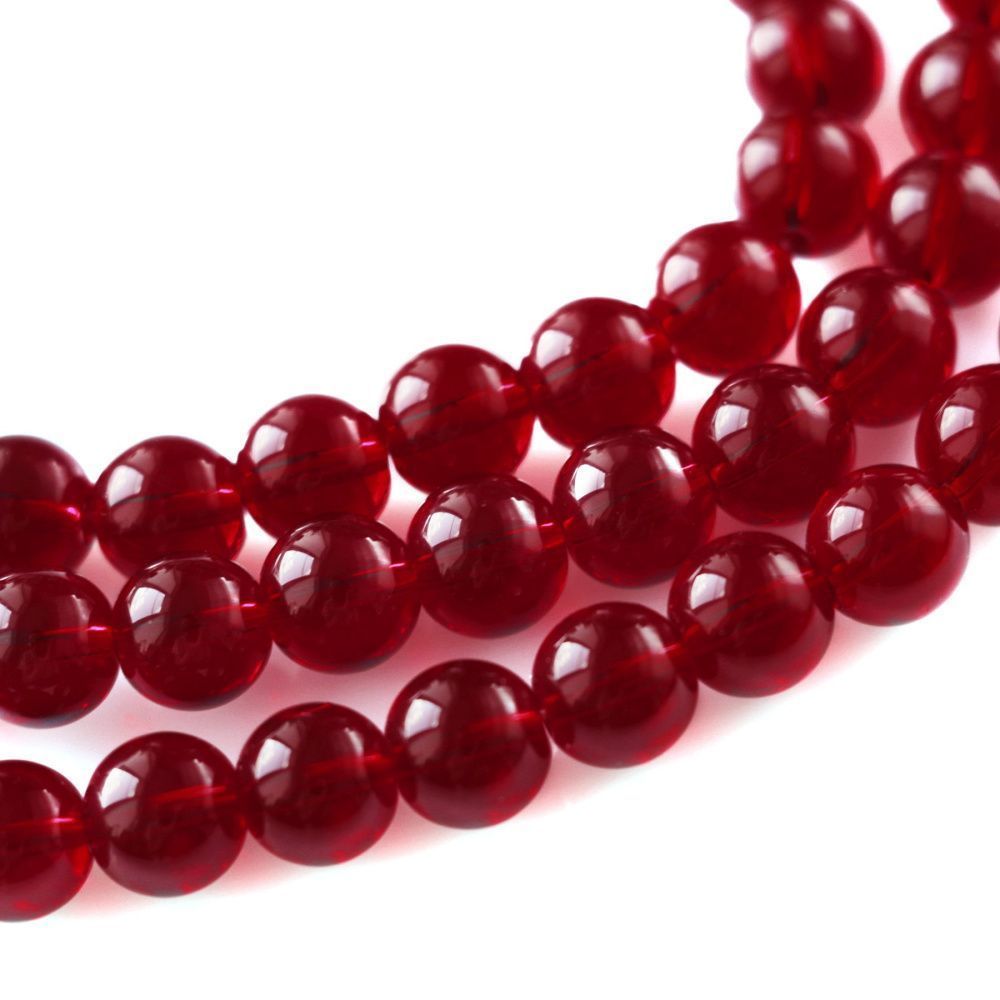 бусина, стекло 10, цвет красный, 10 мм