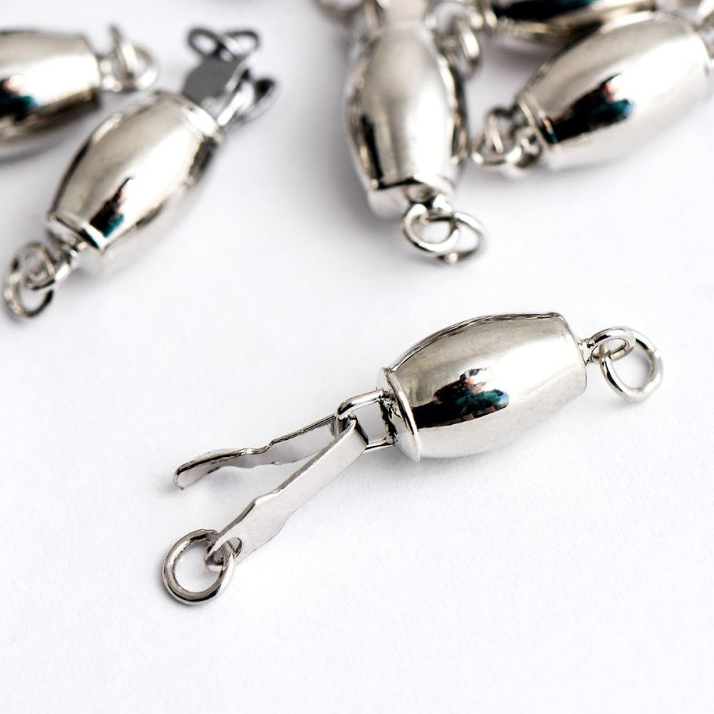 замок для украшений "буллет", цвет платина, 16x6 мм