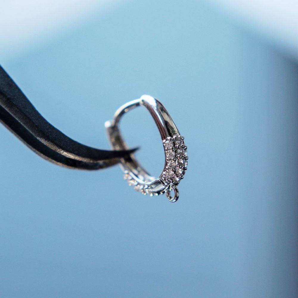 швензы "аделайн", с цирконием, цвет платина, 17x12.5x4 мм 