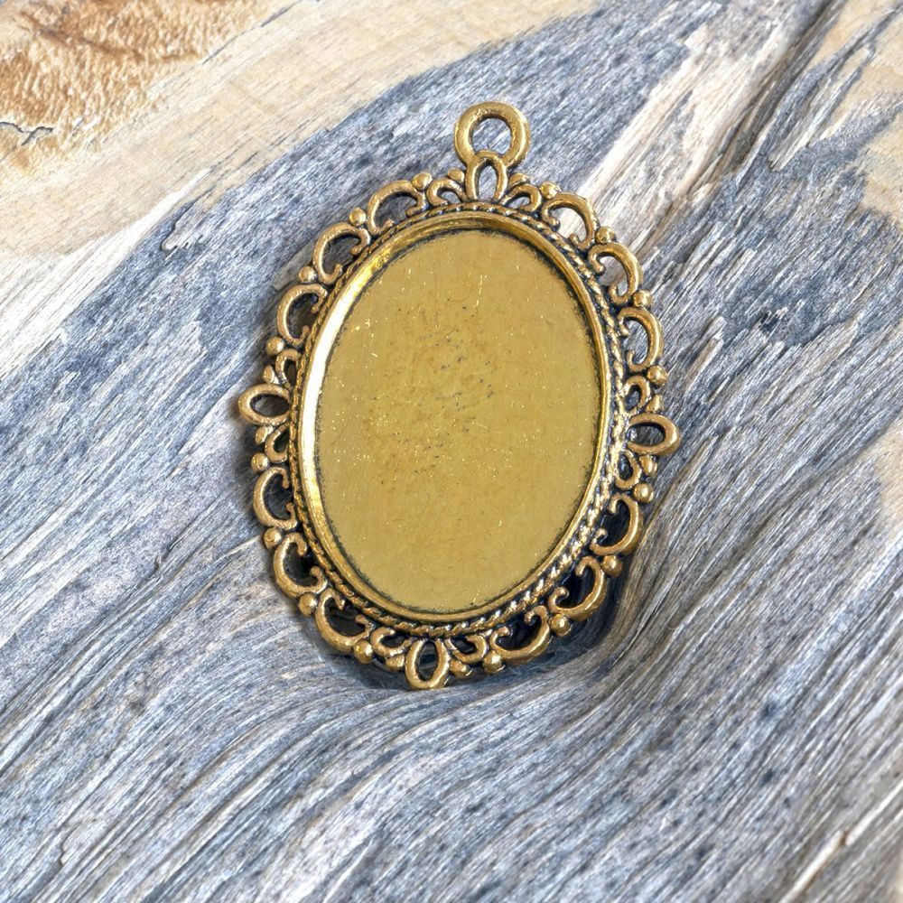 сеттинг овальный "ажур", цвет античное золото, 39х29х2 мм