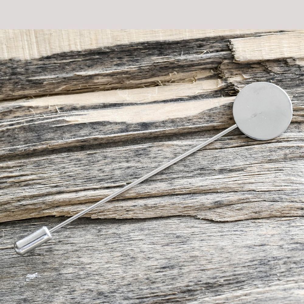 основа для броши "диск", цвет стальной, 77x15х1 мм