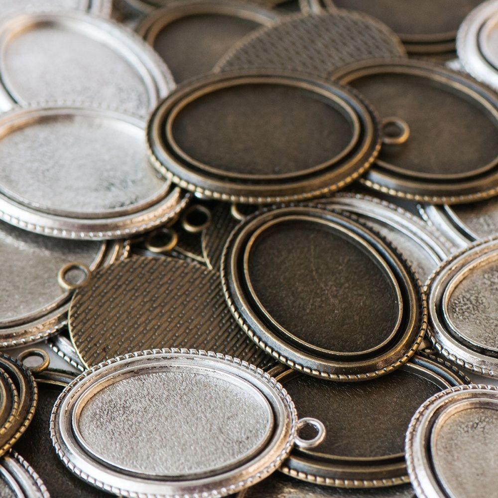 сеттинг овальный "микс", цветовой микс, 44x30x2 мм