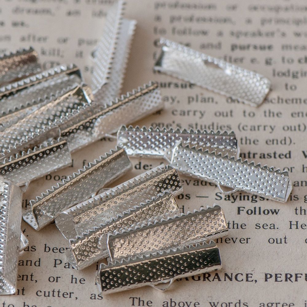 зажим для ленты, цвет серебро, 25x8 мм