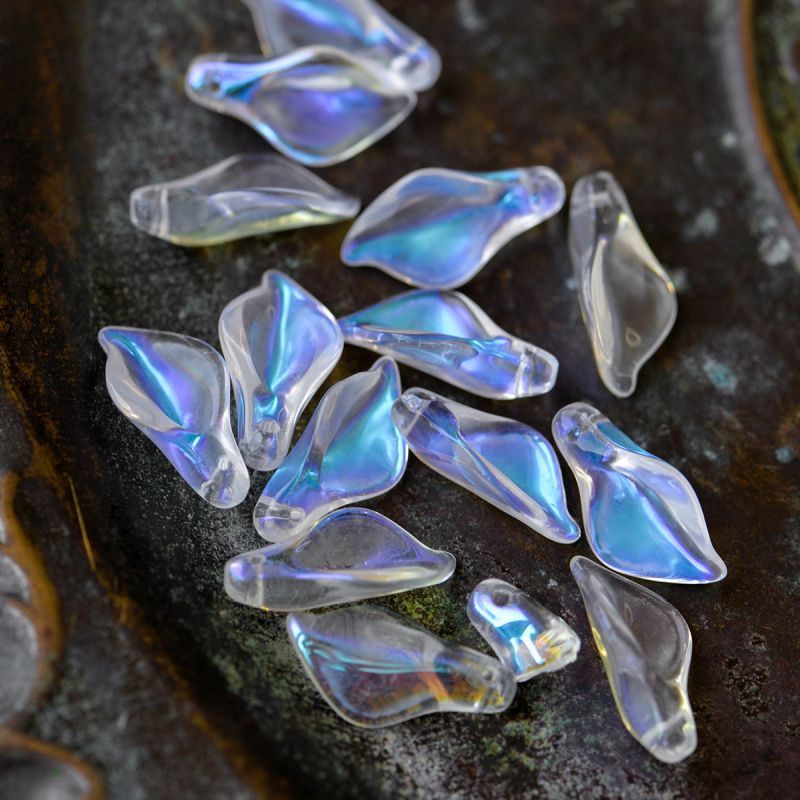 подвеска стеклянная "кала", цвет прозрачный/радужный, 20x10.5x6 мм