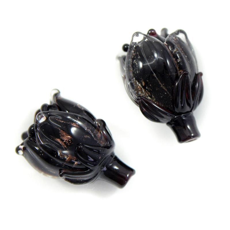 бусина, мурано "колокольчик", фигурная, черный, 17х14 мм