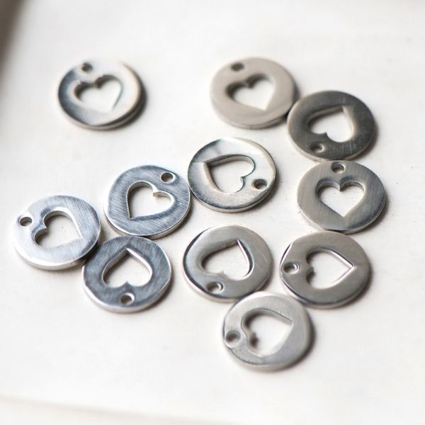 подвеска стальная, круг/сердечко, цвет стальной, 12x1 мм