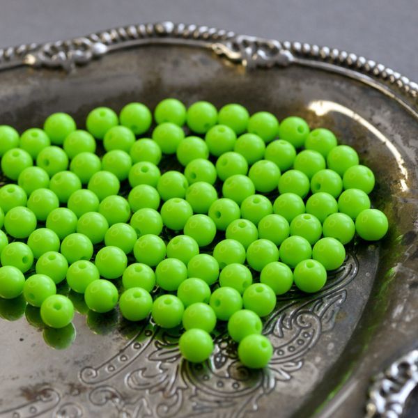 бусина, акрил 8, цвет лайма, 8 мм