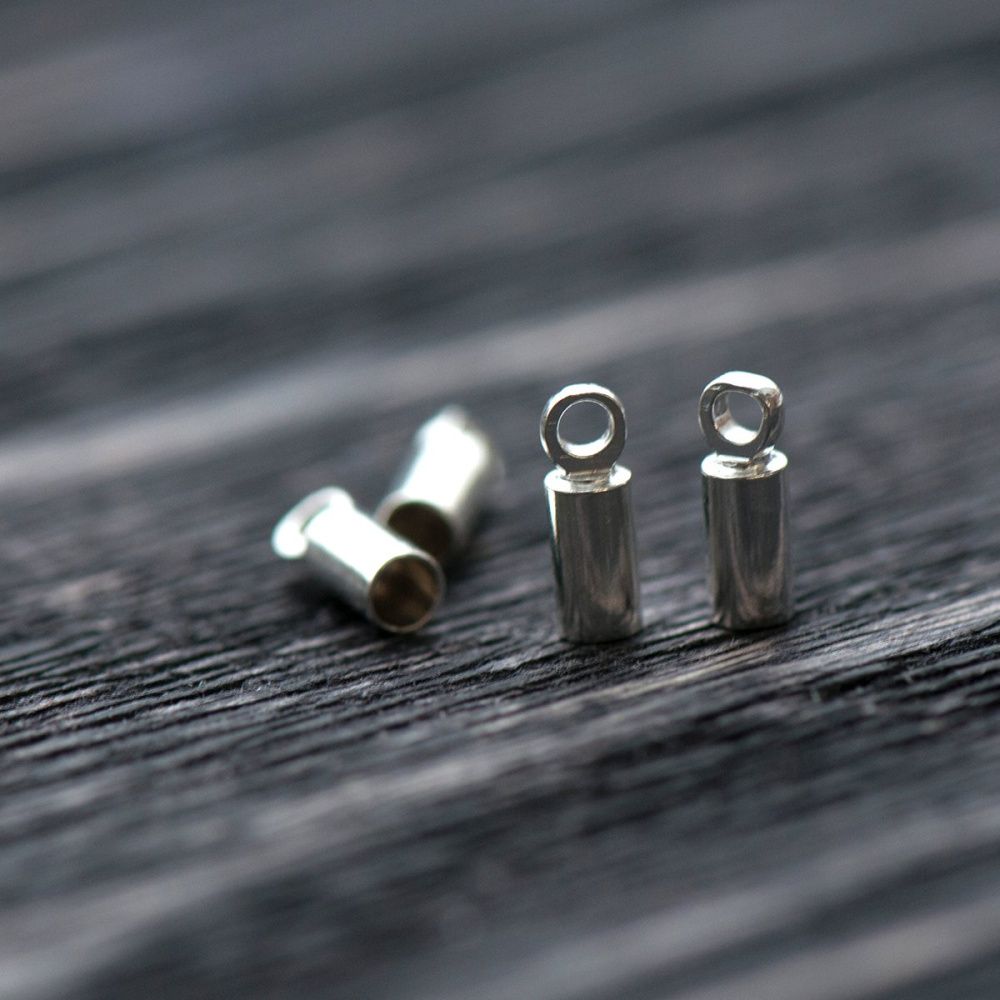 концевик для шнура "цилиндр", цвет серебро, 8х2.8 мм