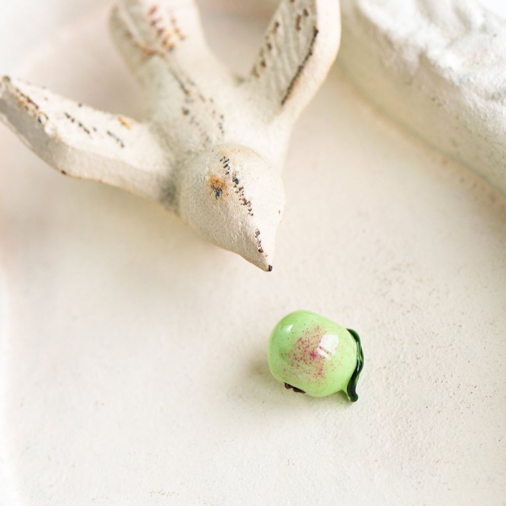 бусина, мурано "яблоко", зеленый, 15х14 мм