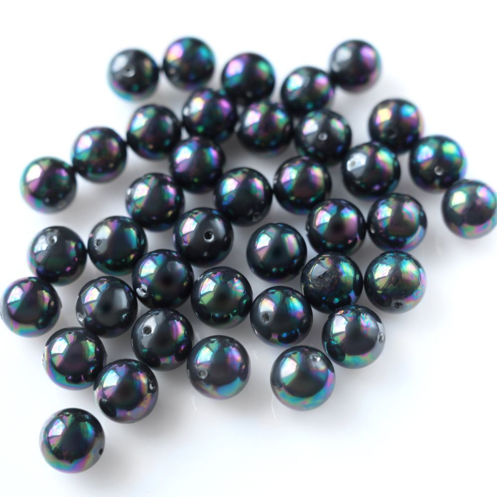 ракушечный жемчуг круглый, класс "а", цвет черный, 10 мм