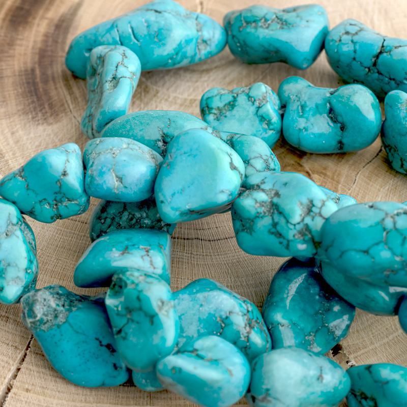 бусина бирюза синтетическая, осколки, бирюзовый, крупный микс (уп. 10 гр)