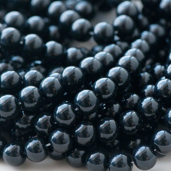 бусина, стекло 10, цвет черный, 10 мм