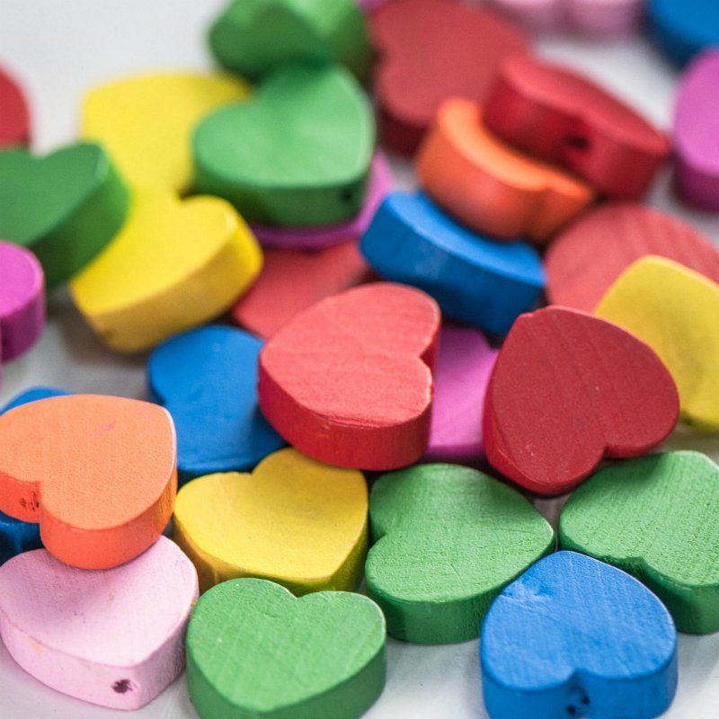 бусина дерево "сердечко", цветовой микс, 18х15х6 мм