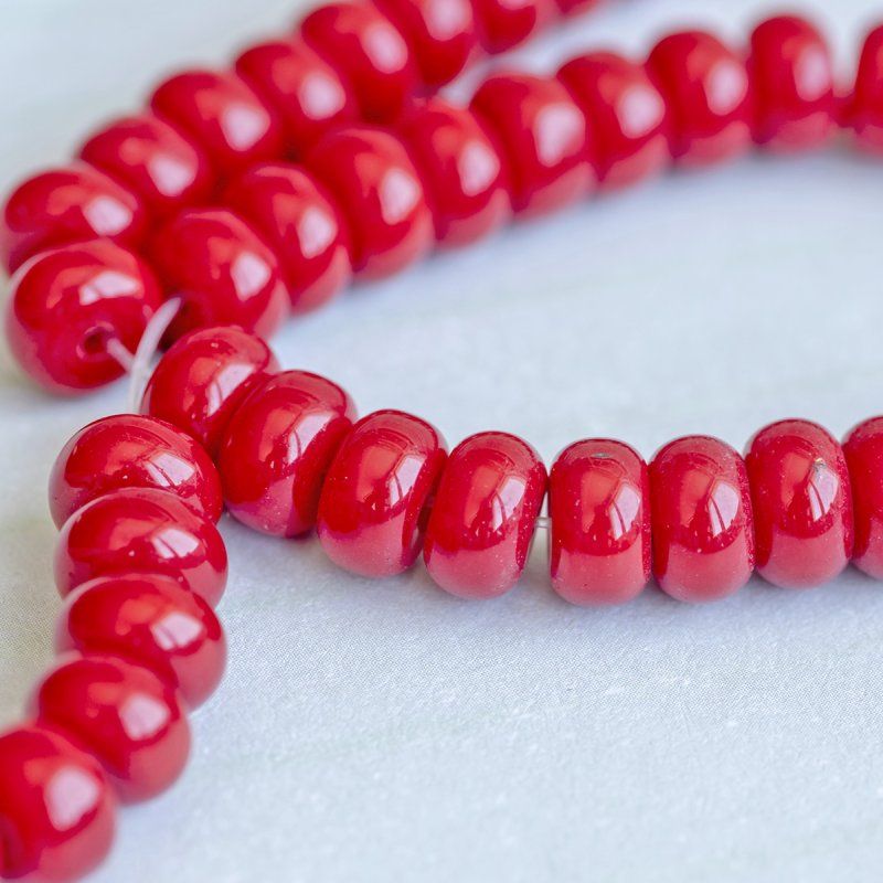 бусина, стекло, абакус, цвет красный, окрашена, 8х5 мм